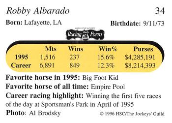 1996 Jockey Star Jockeys' Guild #34 Robby Albarado Back